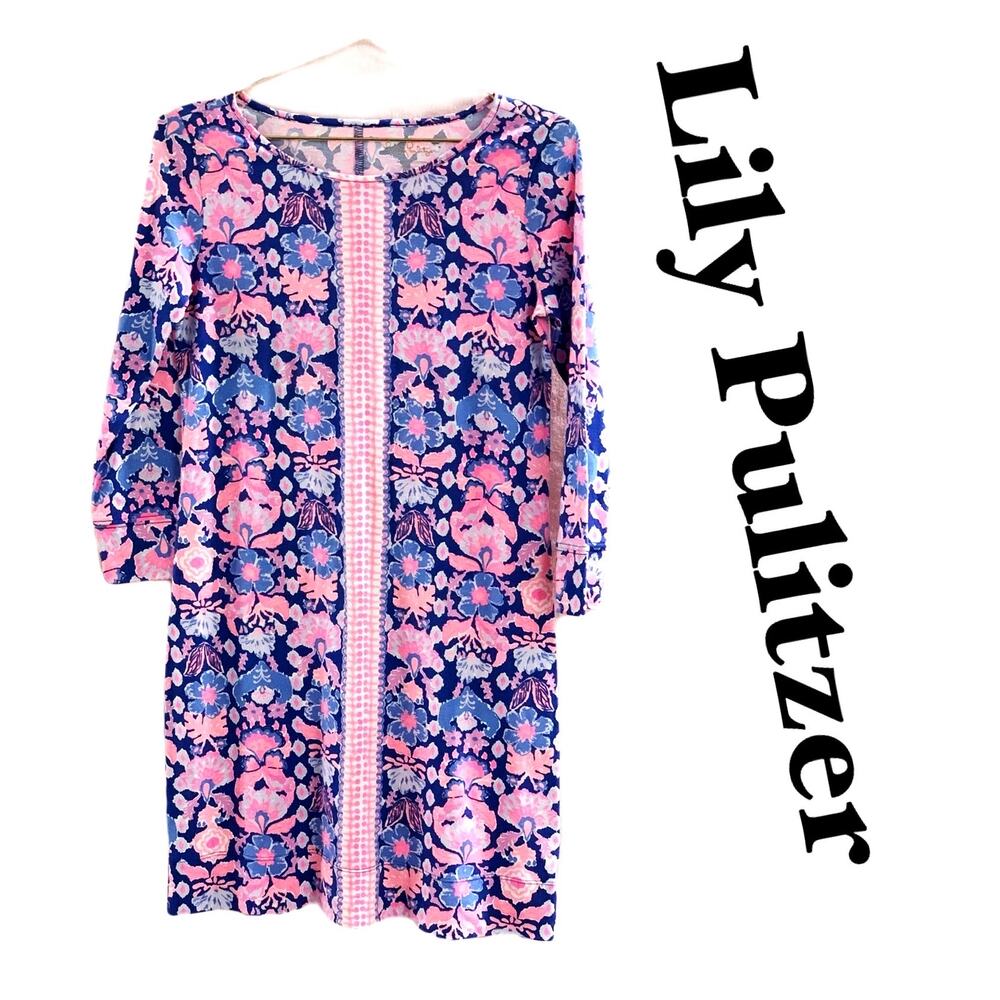 Lily Pulitzer Marlow Iris Blue Werk It Sheath Dress Womens Size XS Floral Pink